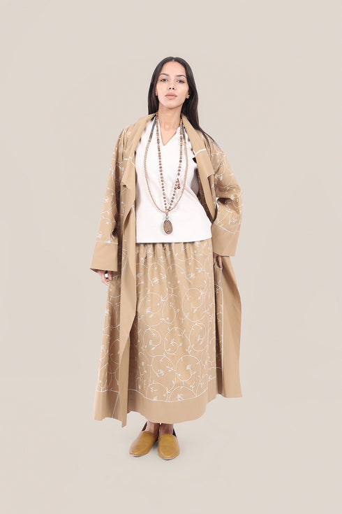 Embroidered cotton skirt with pockets